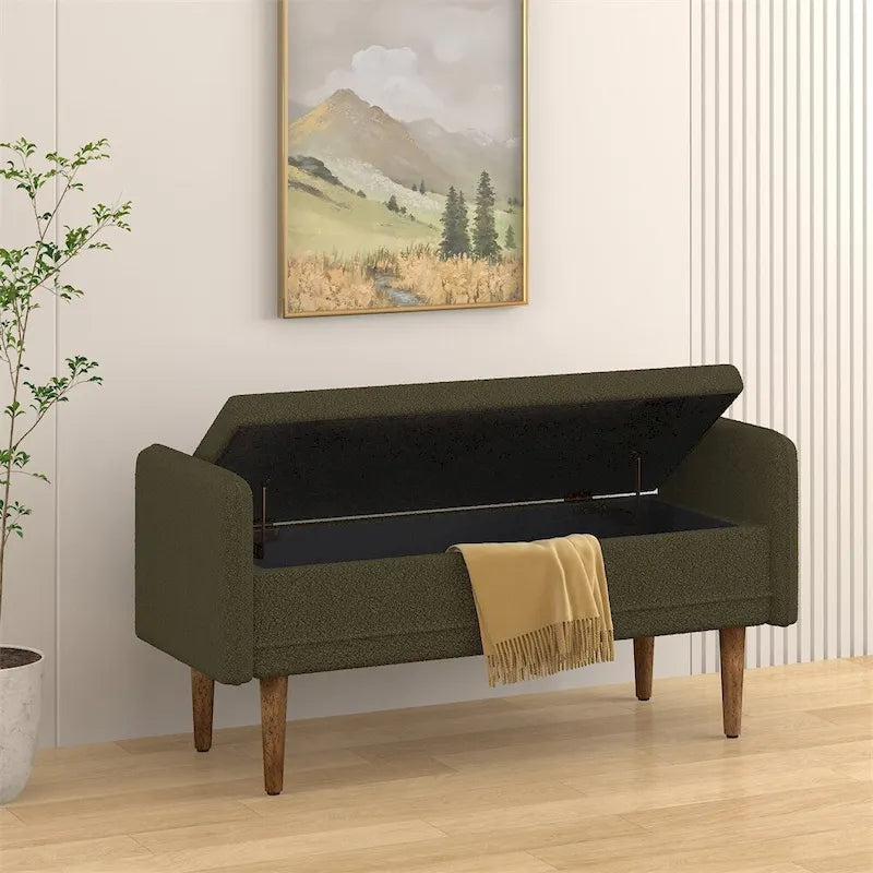Pouffe de Rangement en Velours Teddy, avec Espace de Rangement, Adapté aux Appartements