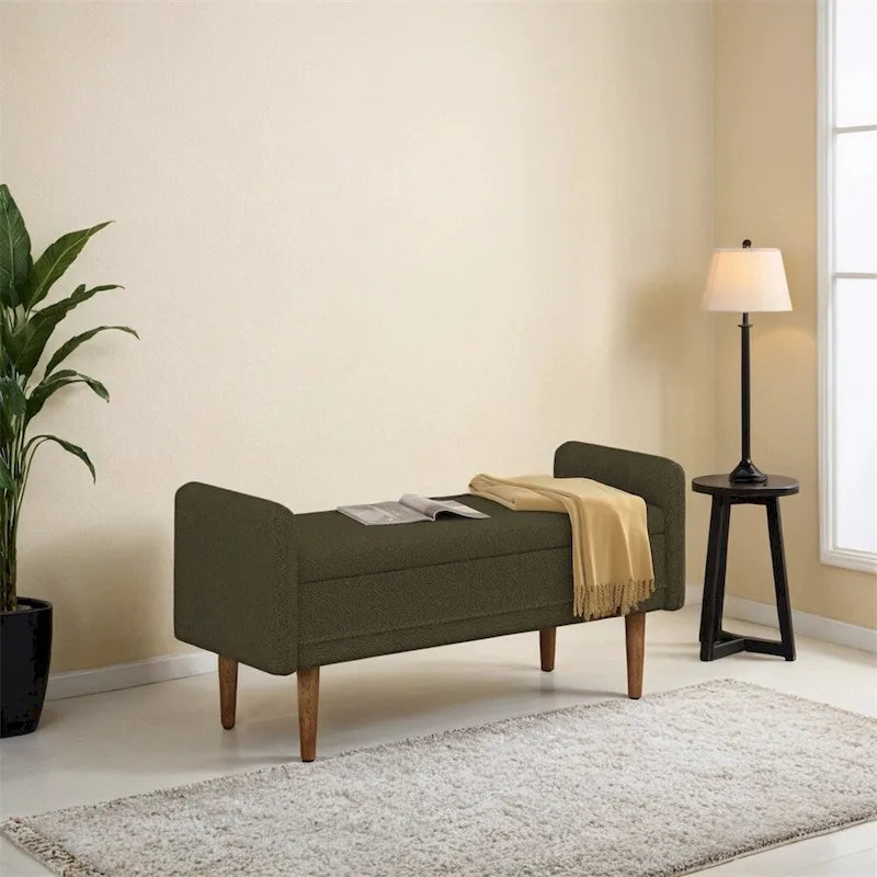 Pouffe de Rangement en Velours Teddy, avec Espace de Rangement, Adapté aux Appartements
