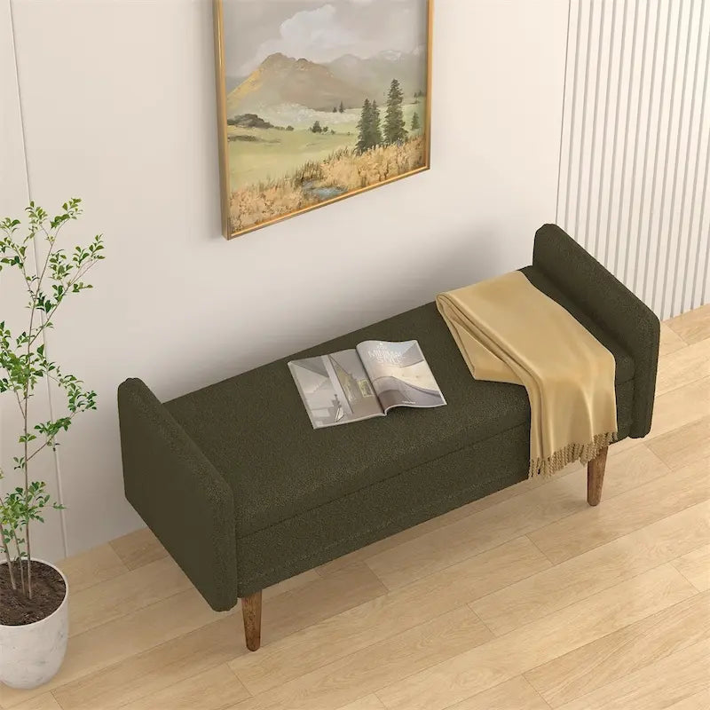 Pouffe de Rangement en Velours Teddy, avec Espace de Rangement, Adapté aux Appartements
