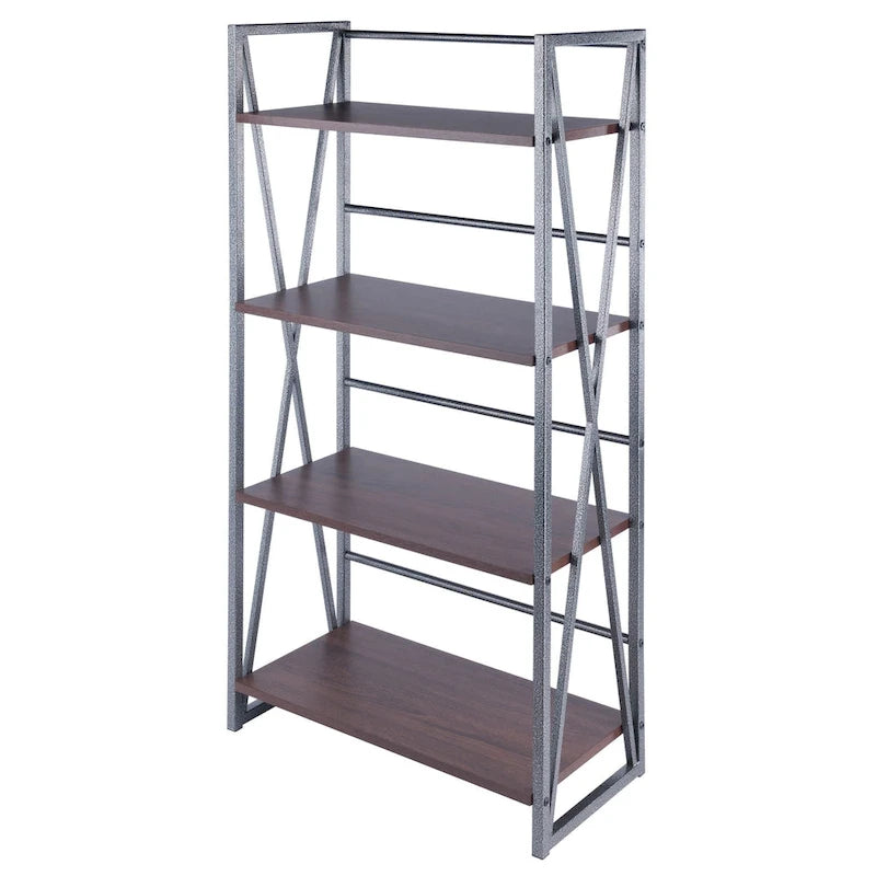 Étagère de rangement à 4 niveaux - 48,5 - Graphite et Noyer
