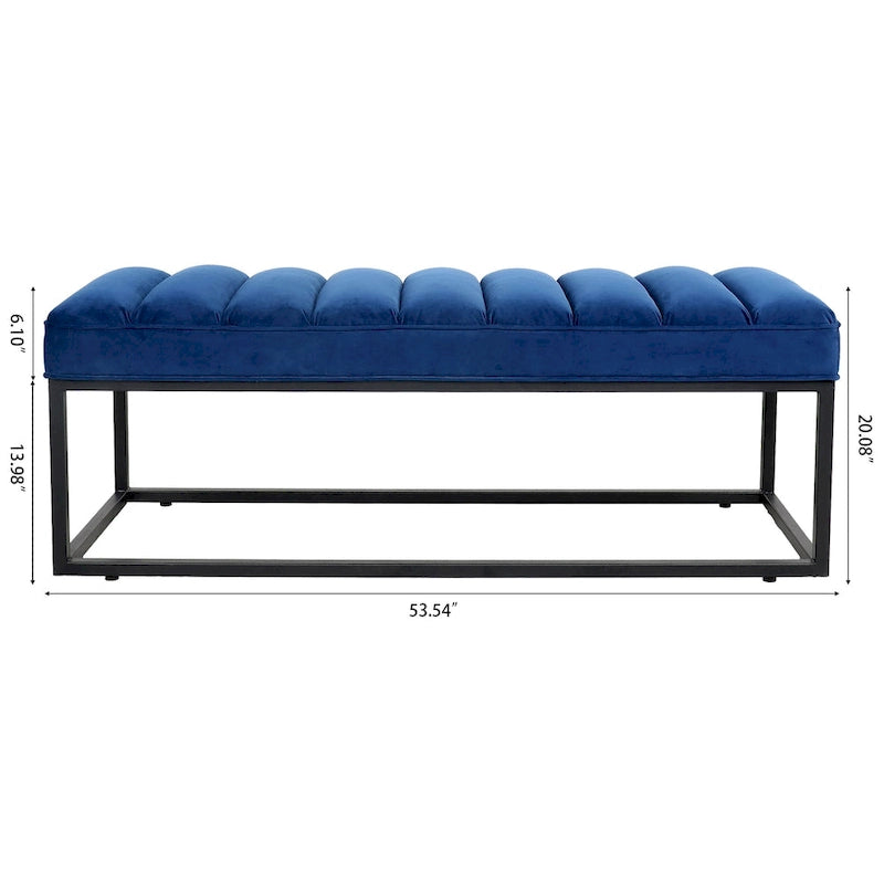Banc en velours avec base en métal pour chambre à coucher ou entrée