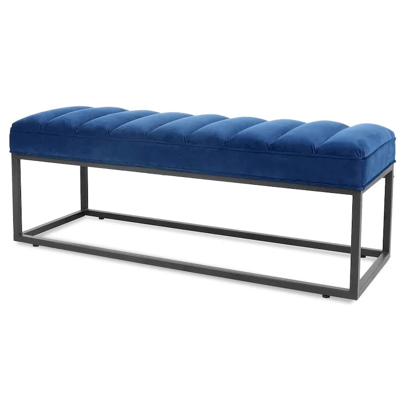 Banc en velours avec base en métal pour chambre à coucher ou entrée