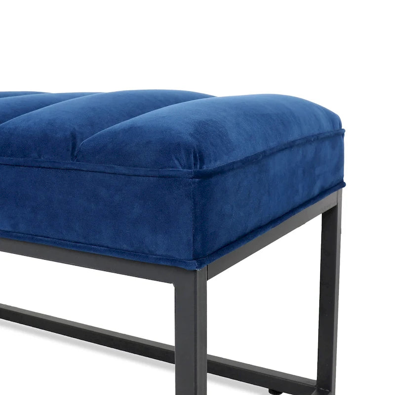 Banc en velours avec base en métal pour chambre à coucher ou entrée