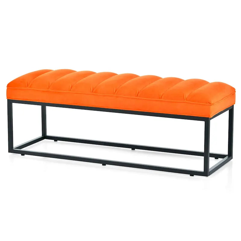 Banc en velours avec base en métal pour chambre à coucher ou entrée