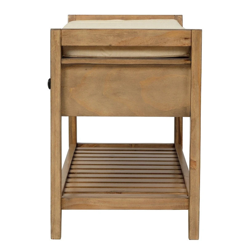 Étagère à chaussures multifonction avec assise rembourrée et tiroirs