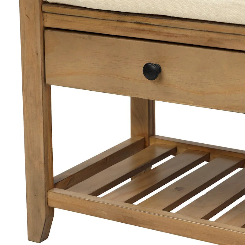 Étagère à chaussures multifonction avec assise rembourrée et tiroirs