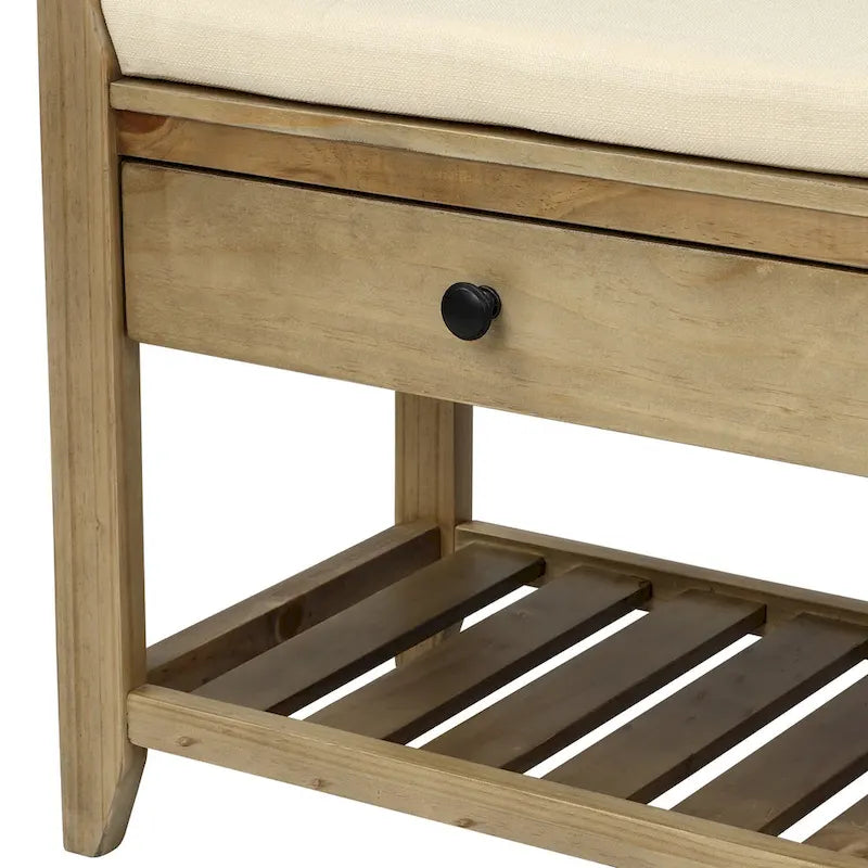 Étagère à chaussures multifonction avec assise rembourrée et tiroirs