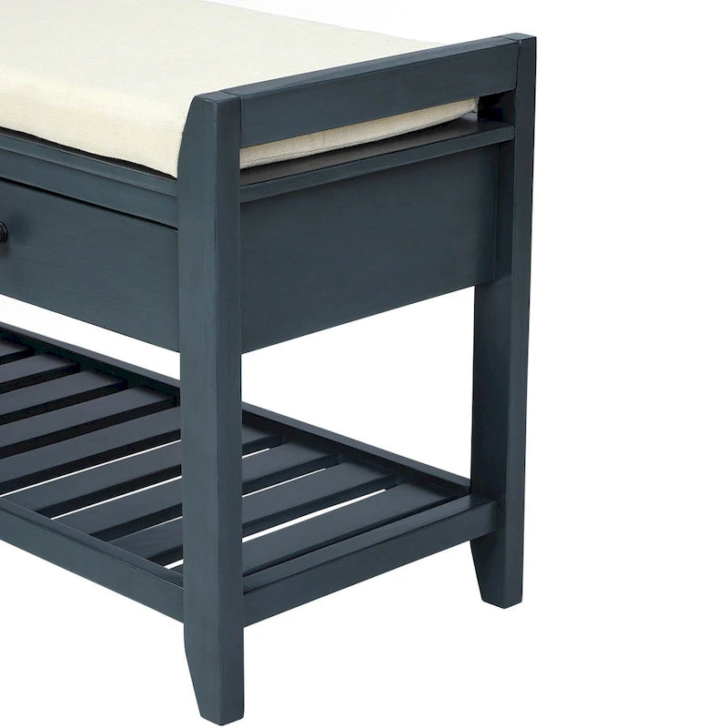 Meuble d'entrée 43" avec banc de rangement, étagère à chaussures, siège capitonné et tiroirs