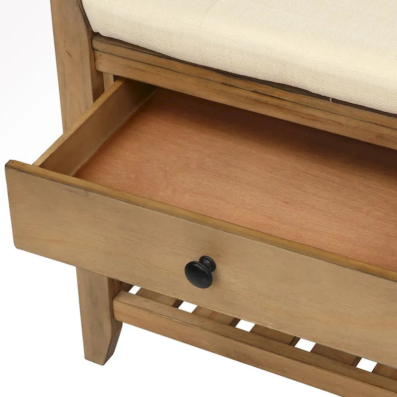 Meuble d'entrée 43" avec banc de rangement, étagère à chaussures, siège capitonné et tiroirs