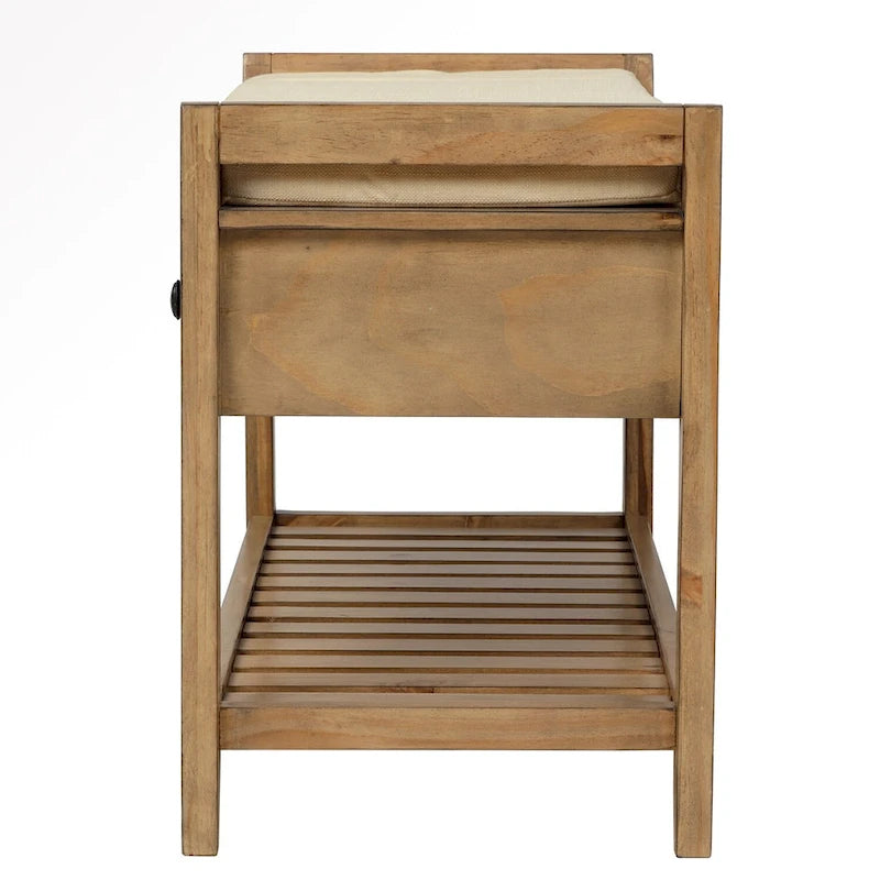 Meuble d'entrée 43" avec banc de rangement, étagère à chaussures, siège capitonné et tiroirs