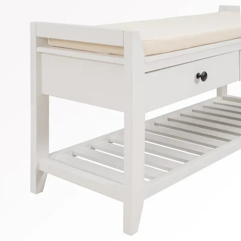 Meuble d'entrée 43" avec banc de rangement, étagère à chaussures, siège capitonné et tiroirs