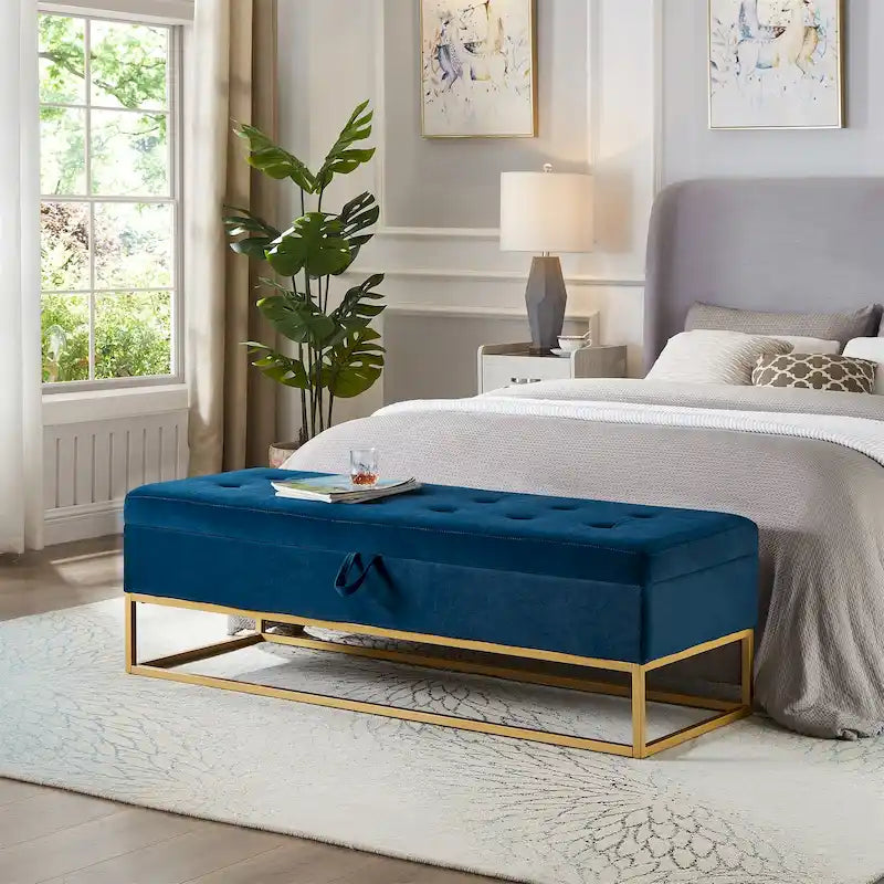 Banc de lit en métal avec rangement