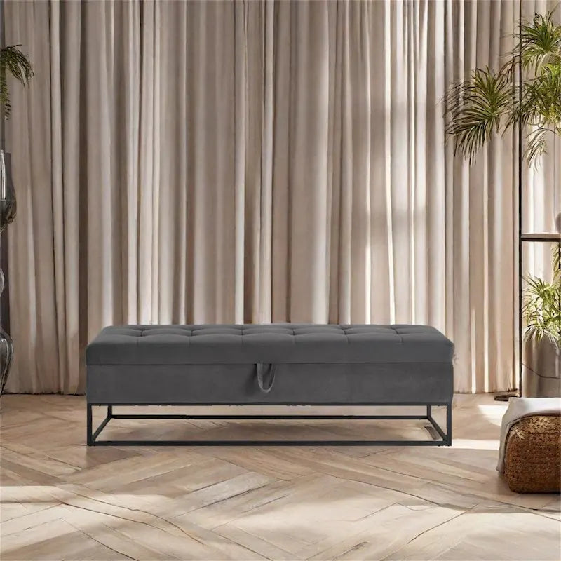 Banc de lit en métal avec rangement
