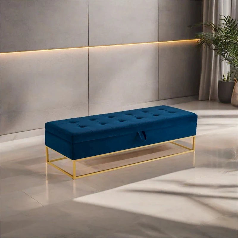 Banc de lit en métal avec rangement