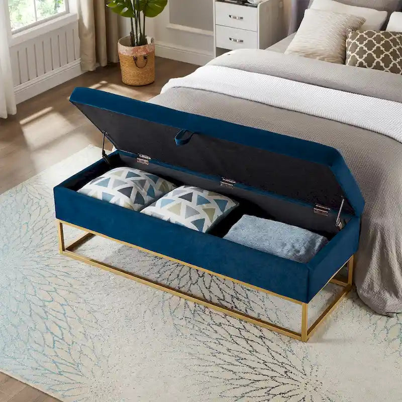 Banc de lit en métal avec rangement