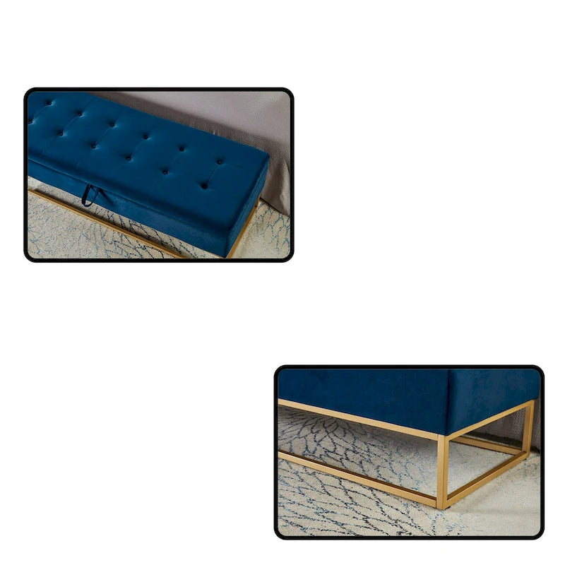 Banc de lit en métal avec rangement
