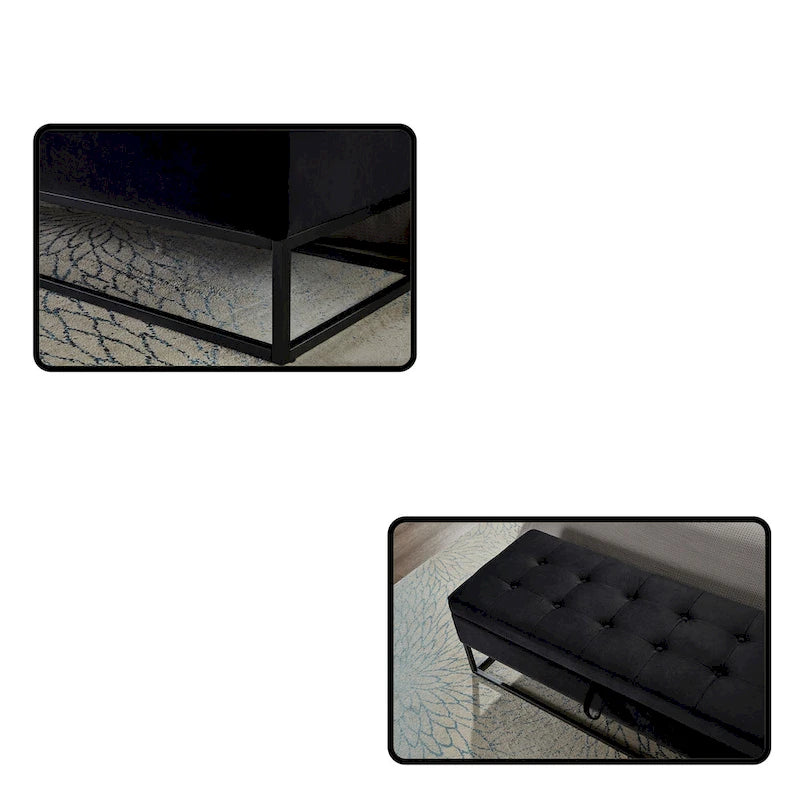 Banc de lit en métal avec rangement