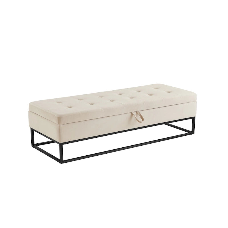 Banc de lit en métal avec rangement