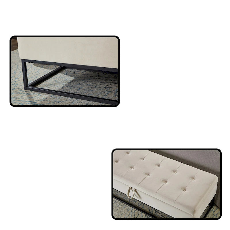 Banc de lit en métal avec rangement