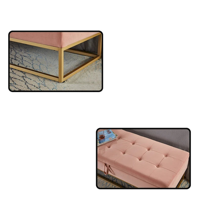 Banc de lit en métal avec rangement