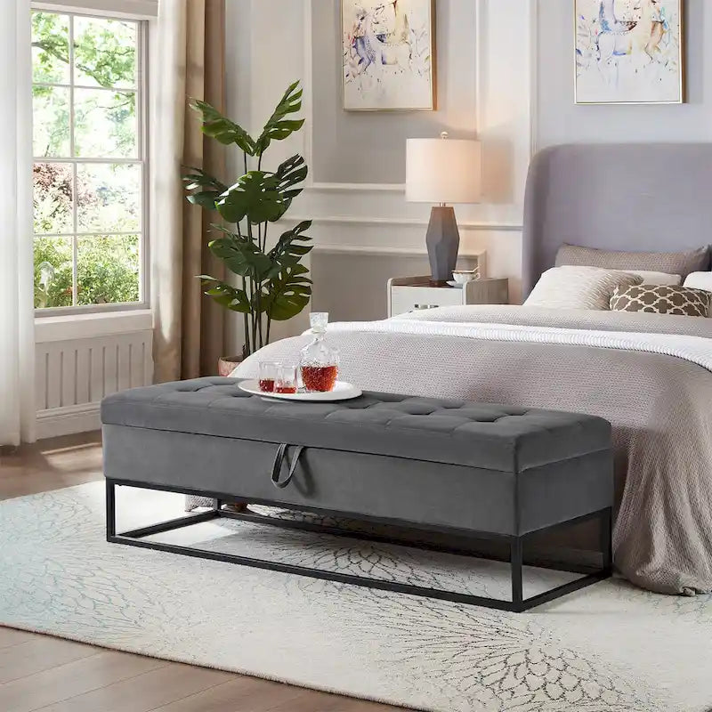 Banc de lit en métal avec rangement