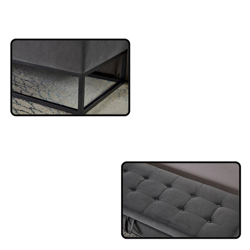 Banc de lit en métal avec rangement
