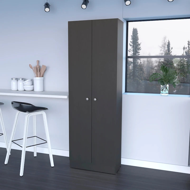 Meuble de rangement à double porte, cinq étagères