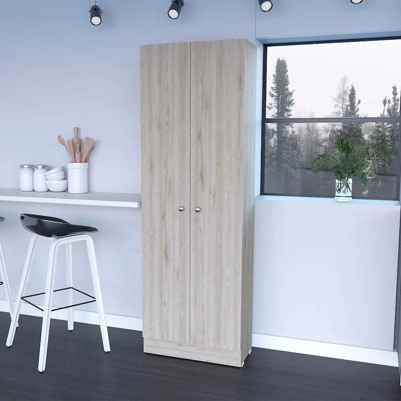 Meuble de rangement à double porte, cinq étagères