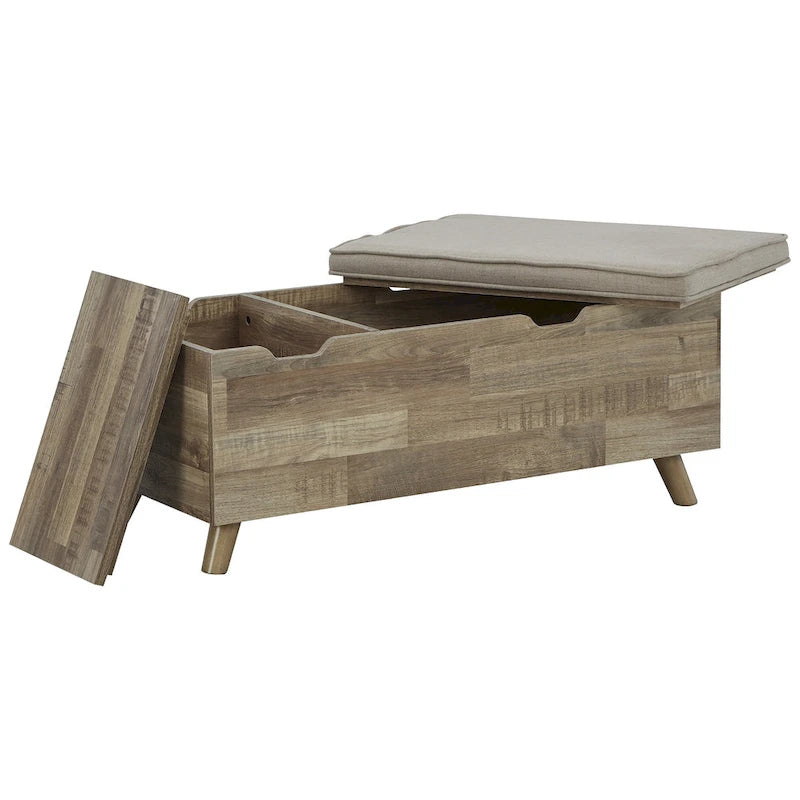 Banc de rangement beige/marron - 38W x 18D x 16H