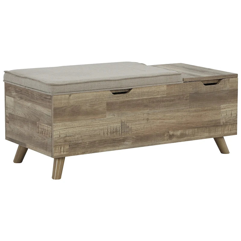 Banc de rangement beige/marron - 38W x 18D x 16H