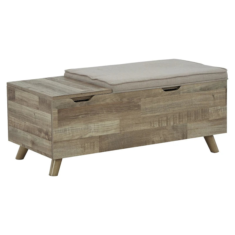 Banc de rangement beige/marron - 38W x 18D x 16H