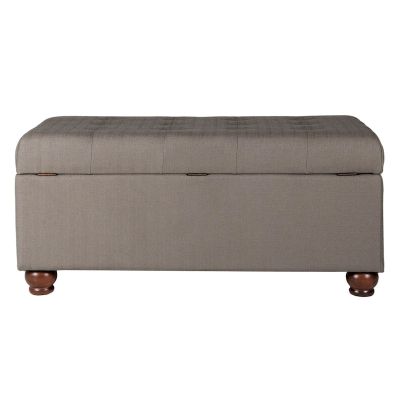 Banc de rangement gris capitonné
