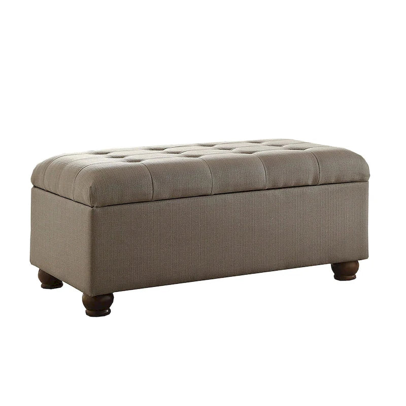 Banc de rangement gris capitonné