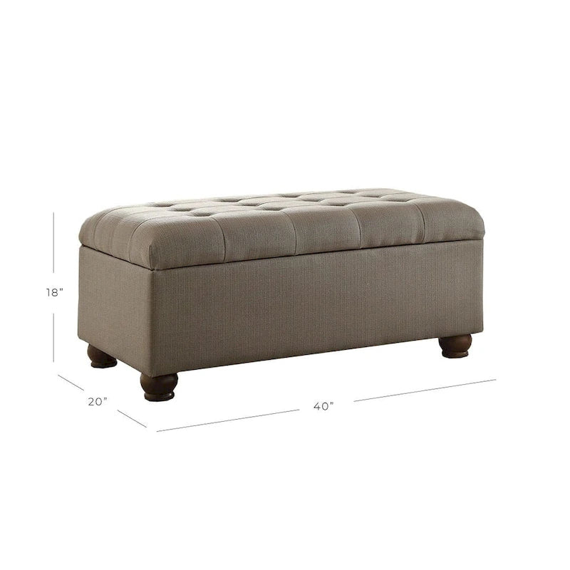 Banc de rangement gris capitonné