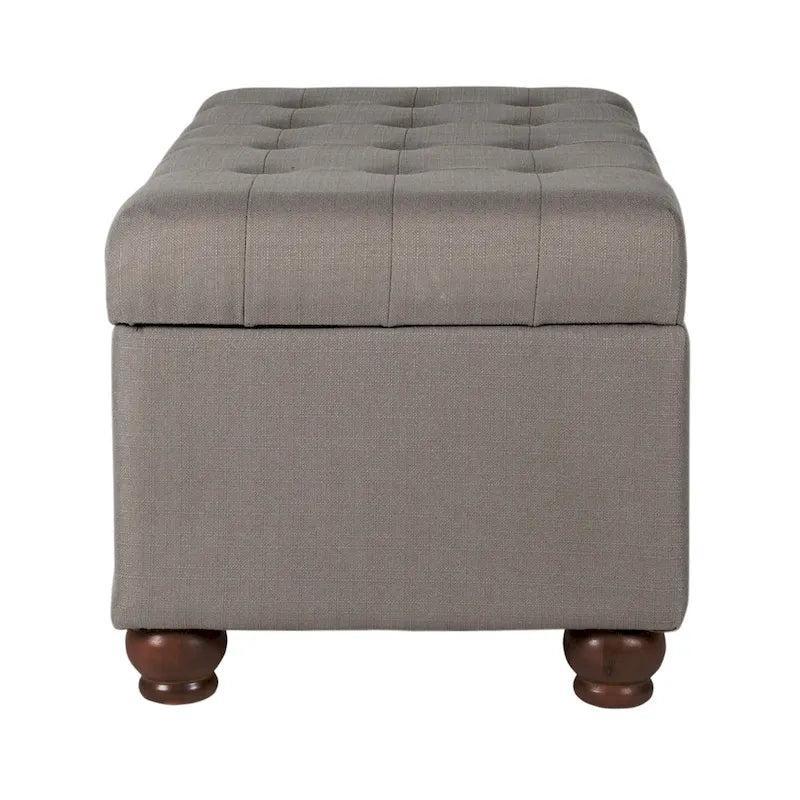 Banc de rangement gris capitonné