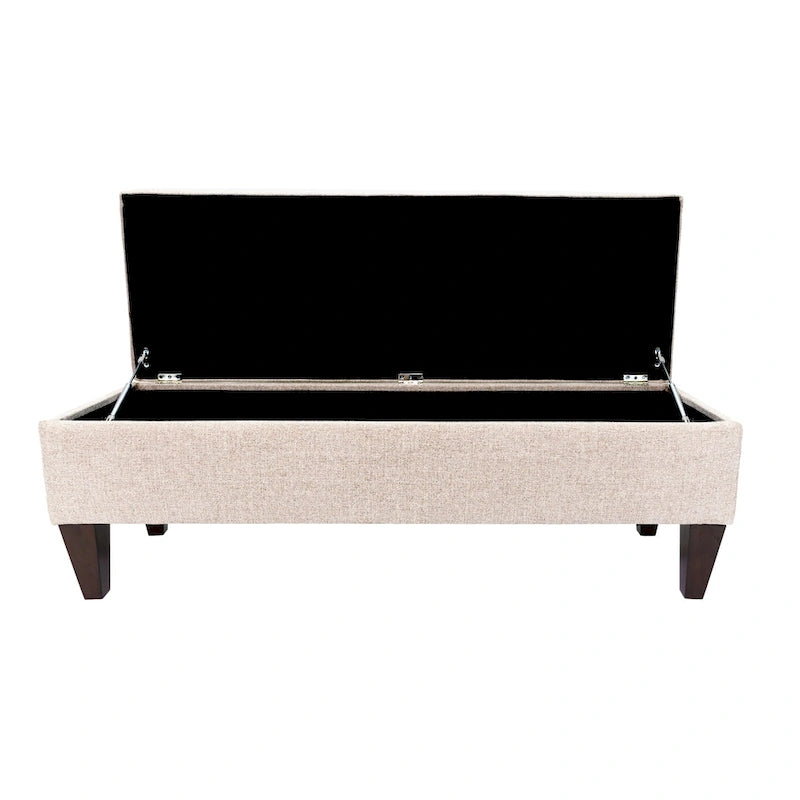Banc de rangement capitonné en tissu/bois