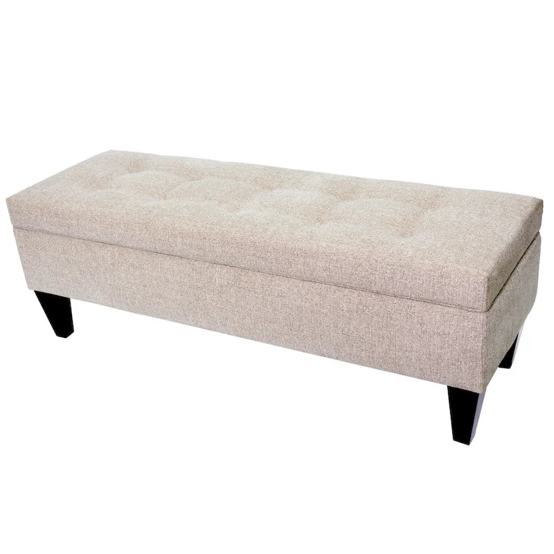 Banc de rangement capitonné en tissu/bois