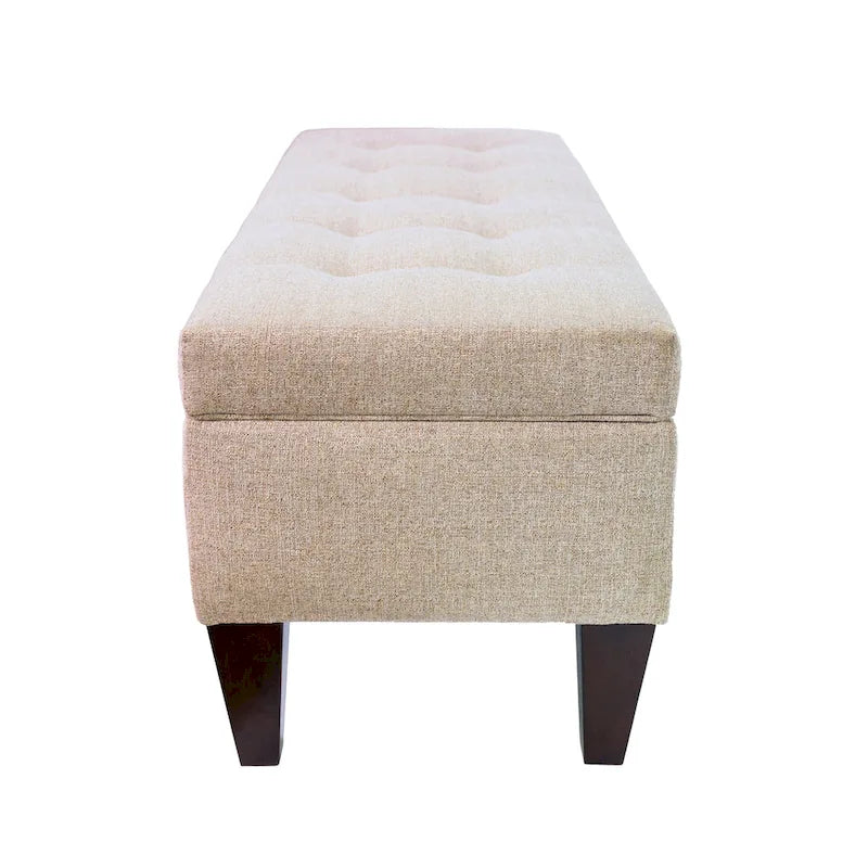 Banc de rangement capitonné en tissu/bois