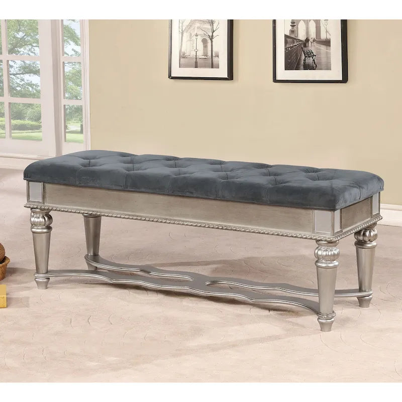 Banc d'appoint capitonné en tissu traditionnel