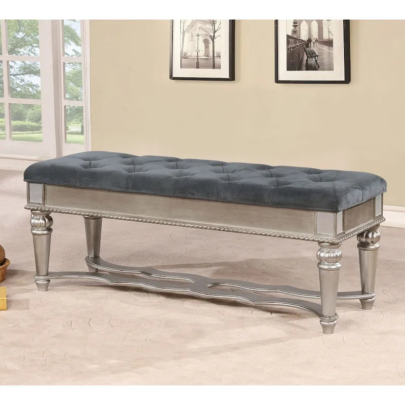 Zeln Traditional Fabric Tufted Upholstered Accent Bench by Furniture of America