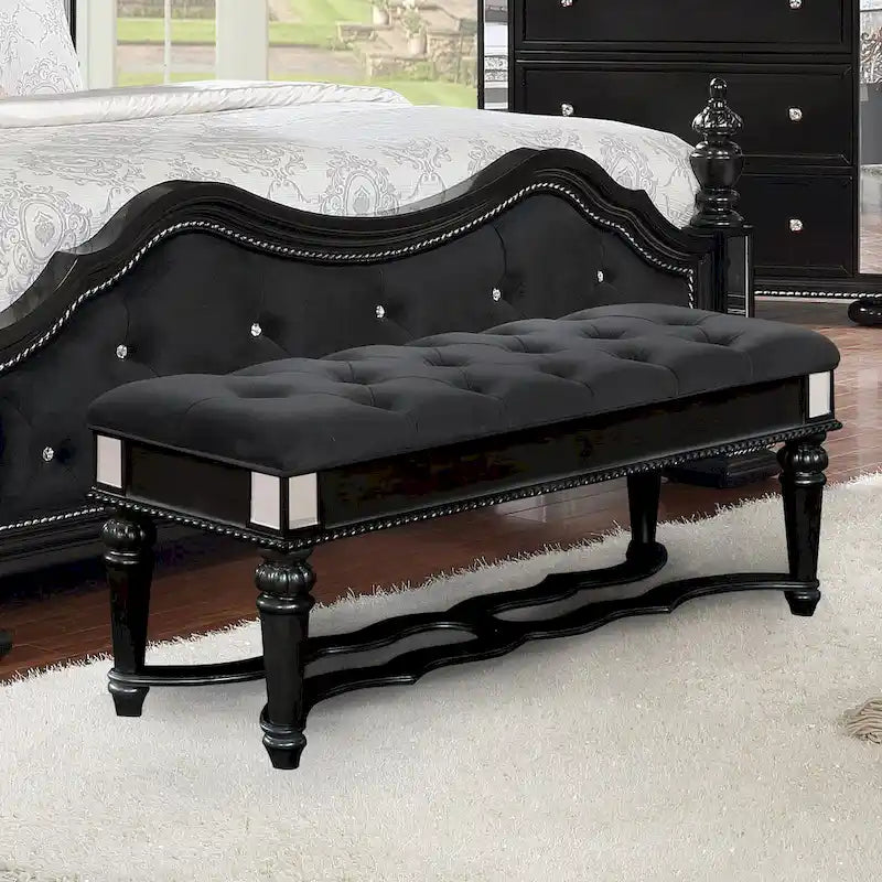 Banc d'appoint capitonné en tissu traditionnel
