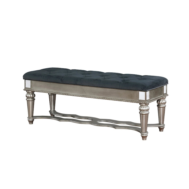 Banc d'appoint capitonné en tissu traditionnel