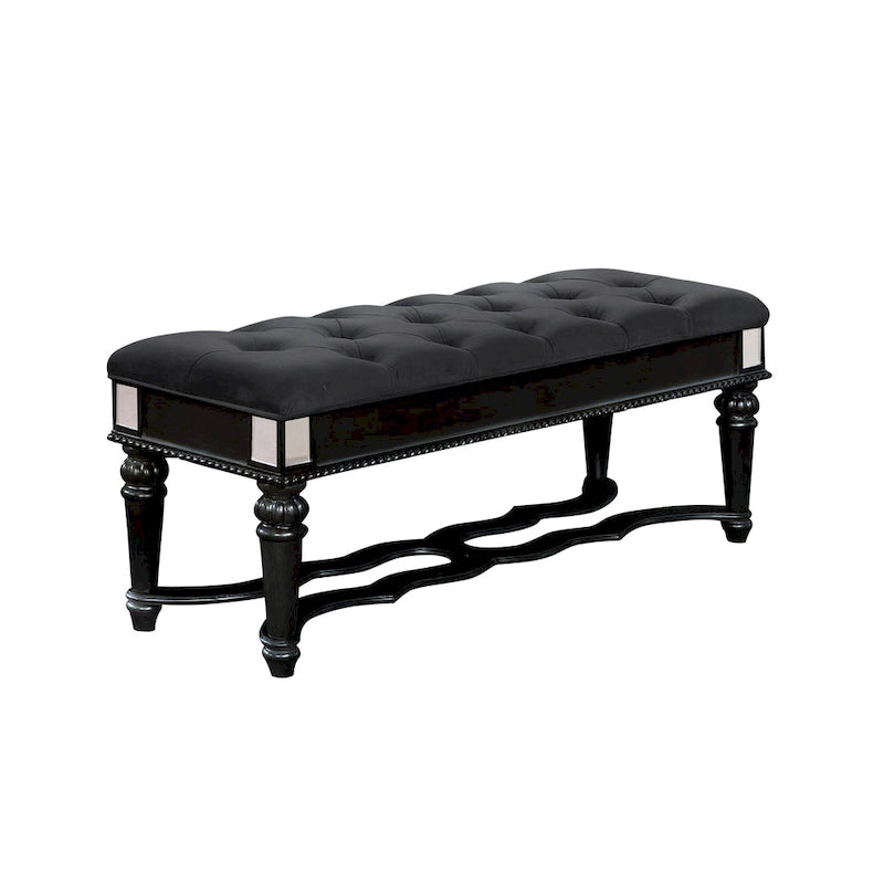 Banc d'appoint capitonné en tissu traditionnel