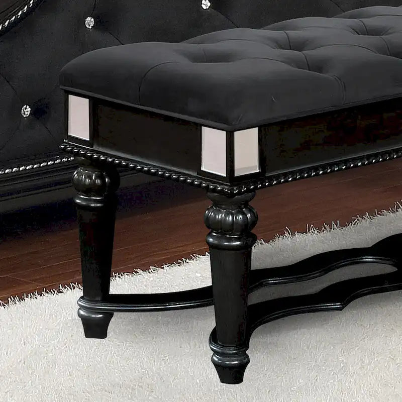 Banc d'appoint capitonné en tissu traditionnel