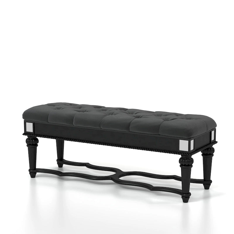 Banc d'appoint capitonné en tissu traditionnel