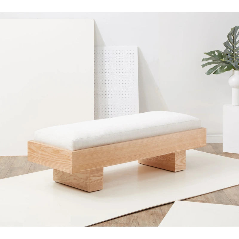 SAFAVIEH Couture Ferah White Wood Bench - 52 W x 20 D x 17 H - 52Wx20Dx17H
