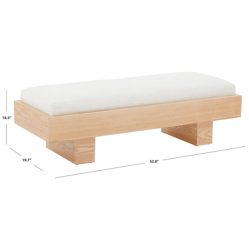 Banc en bois blanc - 52 L x 20 P x 17 H - 52Lx20Px17H