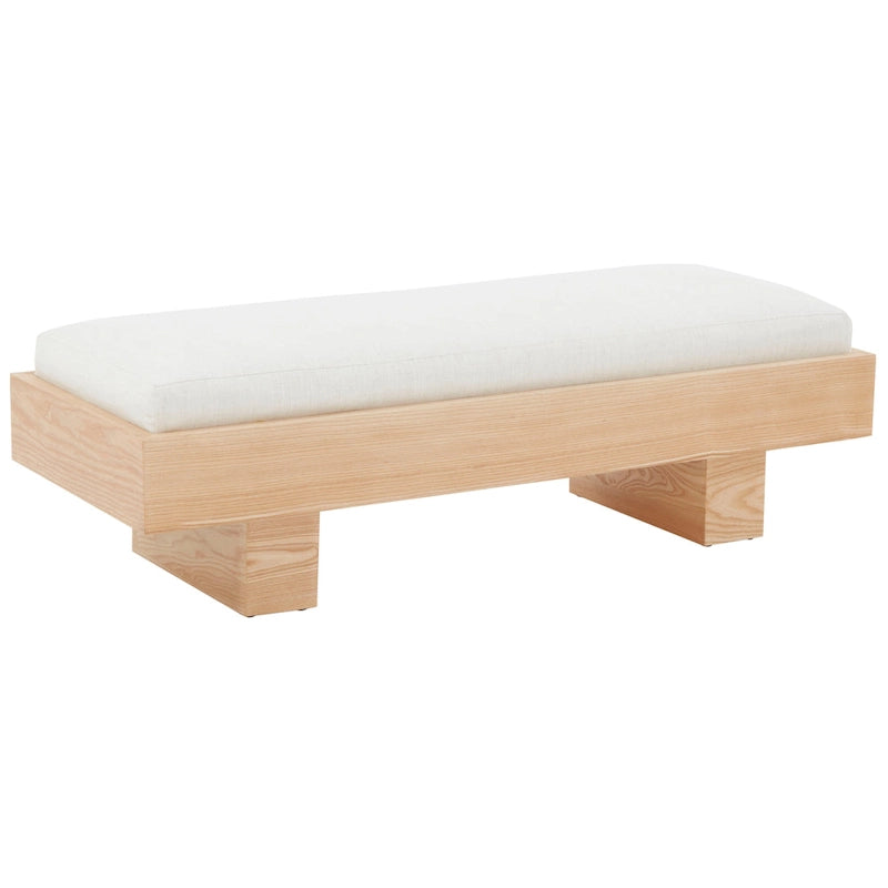 Banc en bois blanc - 52 L x 20 P x 17 H - 52Lx20Px17H