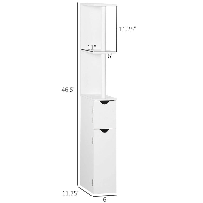Meuble de Rangement Haut de Salle de Bain avec 2 Étagères Ouvertes et 2 Portes, Colonne de Rangement sur Pied