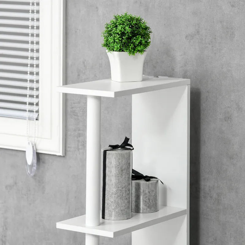 Meuble de Rangement Haut de Salle de Bain avec 2 Étagères Ouvertes et 2 Portes, Colonne de Rangement sur Pied